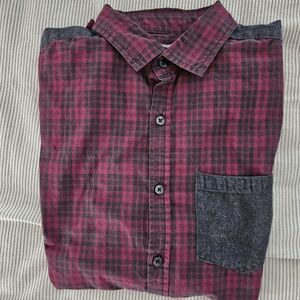 Men's Red and Gray Plaid Shirt